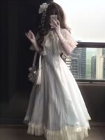 Gentle Style Outfit Lolita Style Dress Gentle Bow Sweet And Cute Puffy A-Line Skirt Petite Size - Image 3
