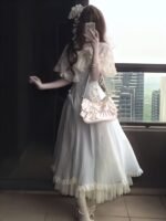 Gentle Style Outfit Lolita Style Dress Gentle Bow Sweet And Cute Puffy A-Line Skirt Petite Size - Image 2