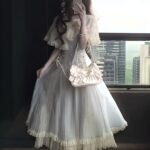 Gentle Style Outfit Lolita Style Dress Gentle Bow Sweet And Cute Puffy A-Line Skirt Petite Size