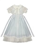 Gentle Style Outfit Lolita Style Dress Gentle Bow Sweet And Cute Puffy A-Line Skirt Petite Size - Image 5