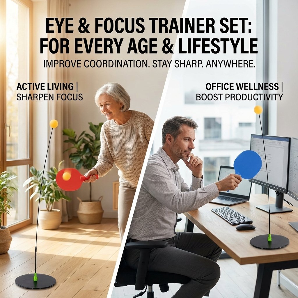 Adult Vision Training Ball Set - Designed for Rapid Eye Movement And Reaction Speed Training, Includes Elastic Stand And Ping Pong Paddle Fitness Training Kit, Ideal for Home Eye Exercise And Relieving Computer Eye Strain, Random Style And Color